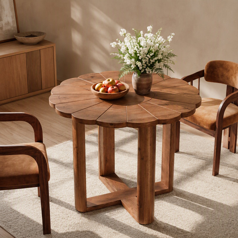 with Solid Wood Base Dining Table