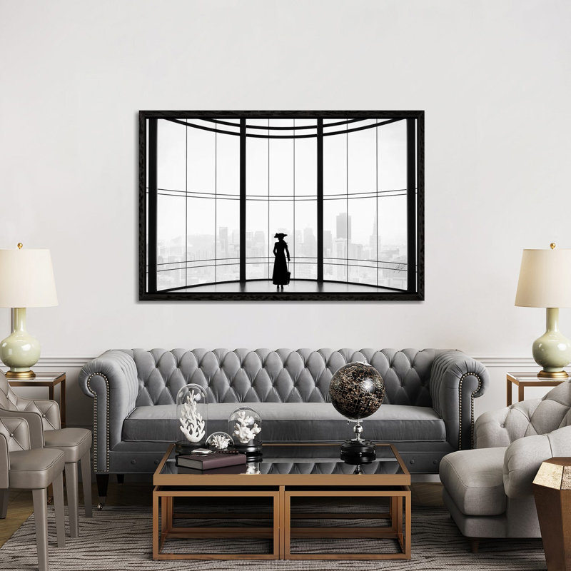 Thoughful View II by Kathrin Federer - Print on Canvas, Black Framed, 101.6cm H x 152.4cm W x 3.81cm D