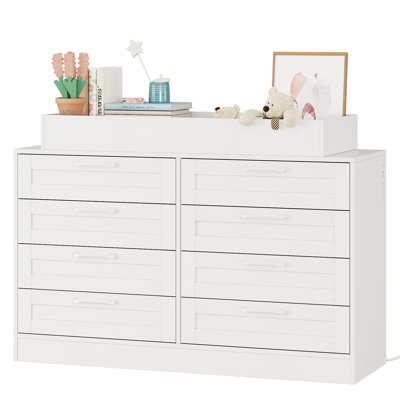 Nursery Changing Dresser with 8 Drawers, Nursery Storage, Baby Dresser for Nursery, Wood Storage Cabinet
