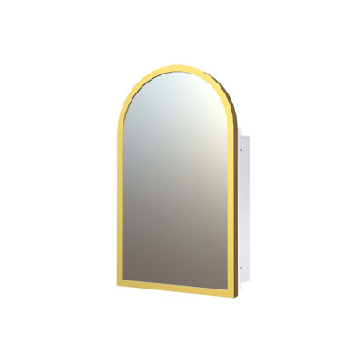 Armoire à pharmacie 16 po x 30 po à fixation murale en métal doré ou miroir encastré