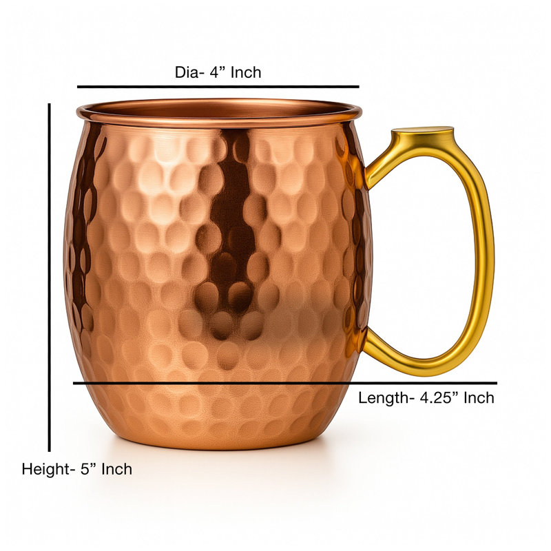 Tasse Moscow Mule | Cuivre plaqué | 22 oz | Martelé