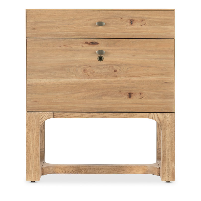 Rustic Brown Lockable Lateral File Cabinet with Pecan Veneers