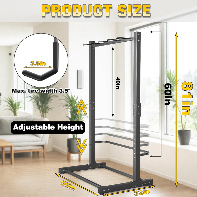 Support à vélo autoportant, support de rangement de vélo vertical pour le garage, organisateur de vélo d'intérieur