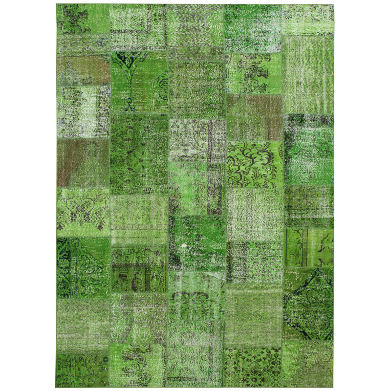 Tapis vert / gris 8 pi 3 po x 11 pi 6 po Overdye One-of-a-Kind