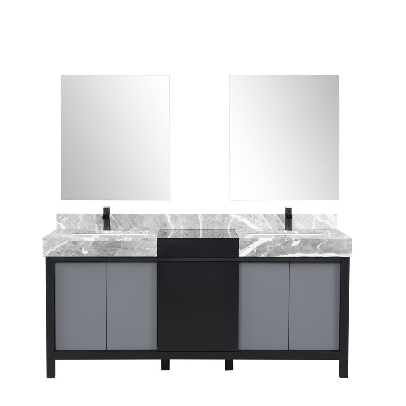 Ensemble de meuble-lavabo de 72 po Lexora Zilara noir et gris avec robinet
