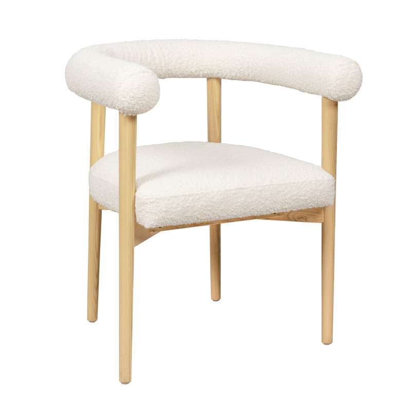 48.3cm H Boucle Upholstered Armchair, Cream, Natural