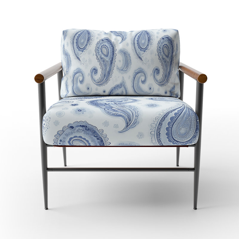Chaise rembourrée French Country, Bras ronds bruns