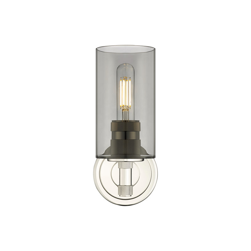 Applique murale 1 lumière Crown Point, Plaqué couleur fumée, Nickel poli, H 10,5 po x l 3,88 po x P 6,5 po