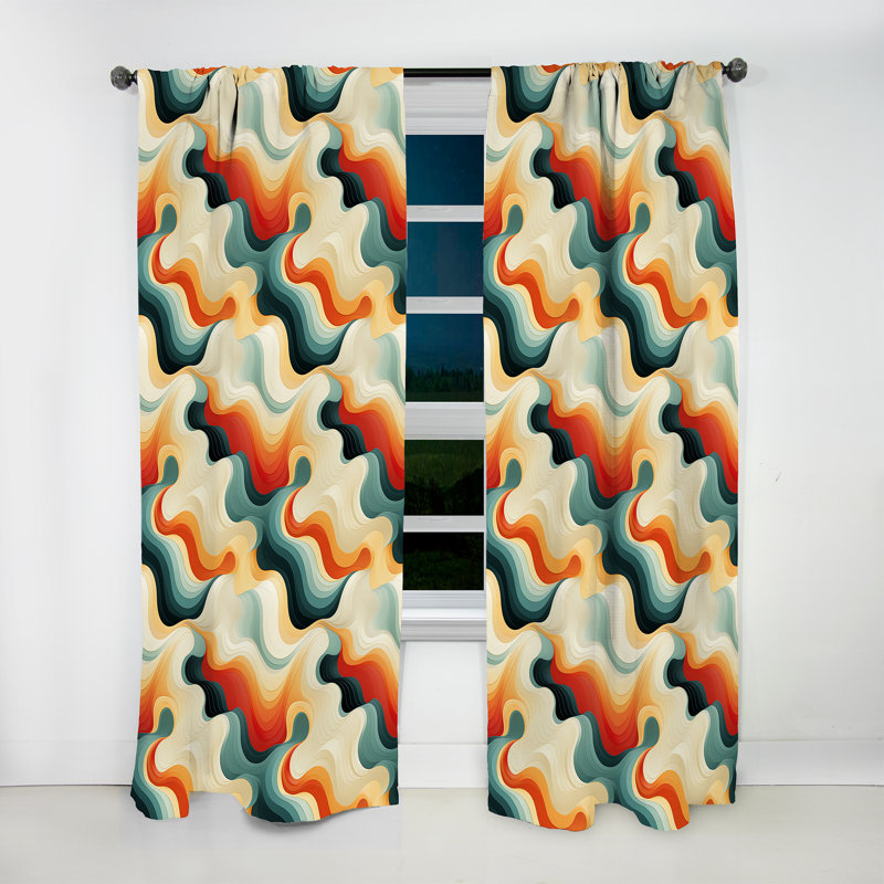 Nostalgic Mod Waves - Rideau Mid-Century - Velours obscurcissant - 1 panneau, L 52 po x L 63 po