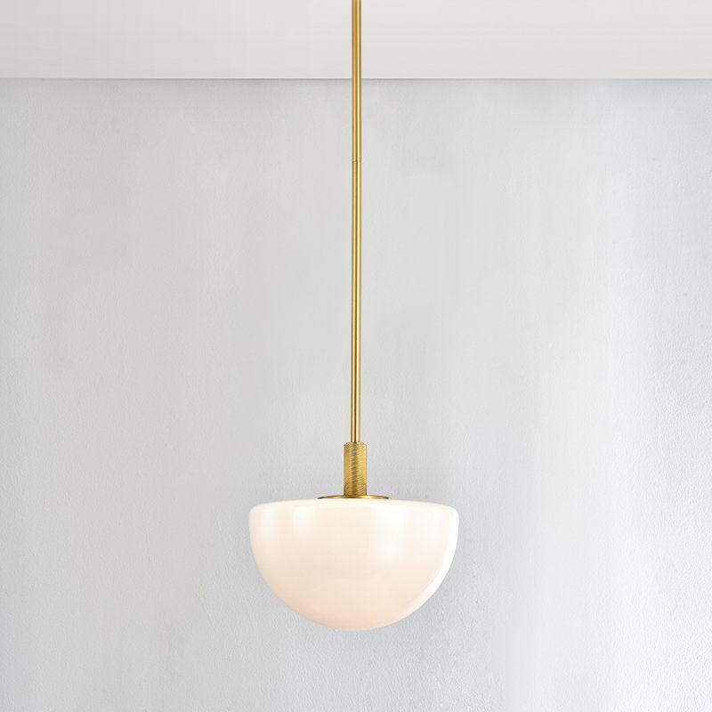 LETHBRIDGE 1 LIGHT PENDANT, 15" H x 11" W x 11" D, Aged Brass