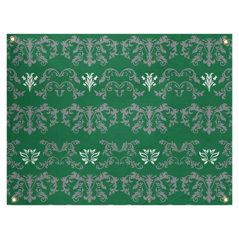 Tapisserie baroque en polyester polyester, H 50 po x l 59 po, Vert / Gris / Blanc