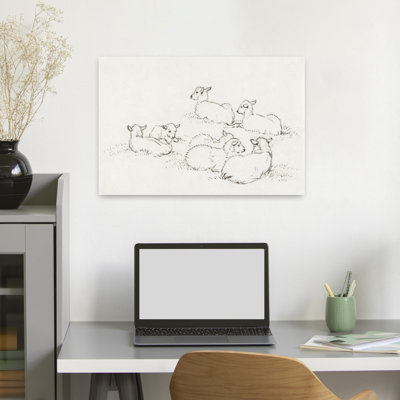 «Six Agneaux couchés», art mural rétro rétro