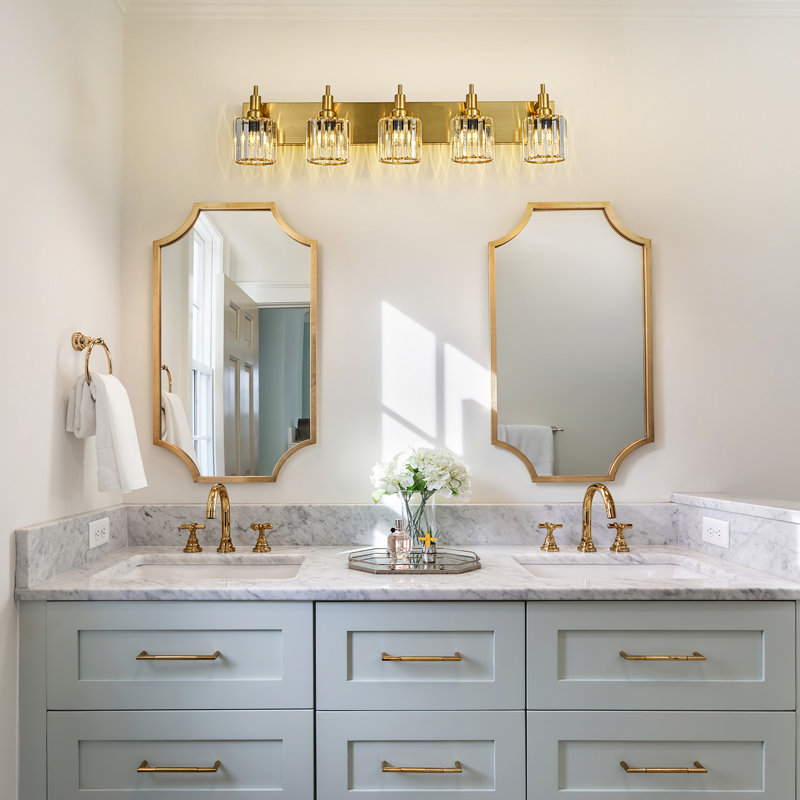 Éclairage pour meuble-lavabo à intensité variable Taevion, 5 lumières, Doré