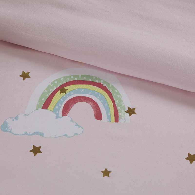 Ensemble d'édredon avec draps assortis Thym Rainbow and Metallic, Édredon double et 5 pièces supplémentaires, Rose