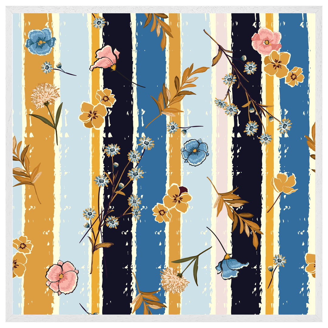 Matusek Beautiful Meadow Flowers On Candy Colorful Brush Stripe - Print