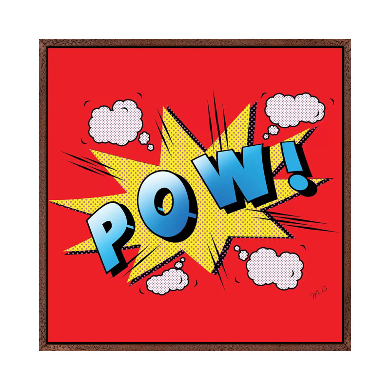 Pow by Mark Ashkenazi - Print on Canvas, 45.72cm H x 45.72cm W x 3.81cm D, Classic Brown Wood Framed