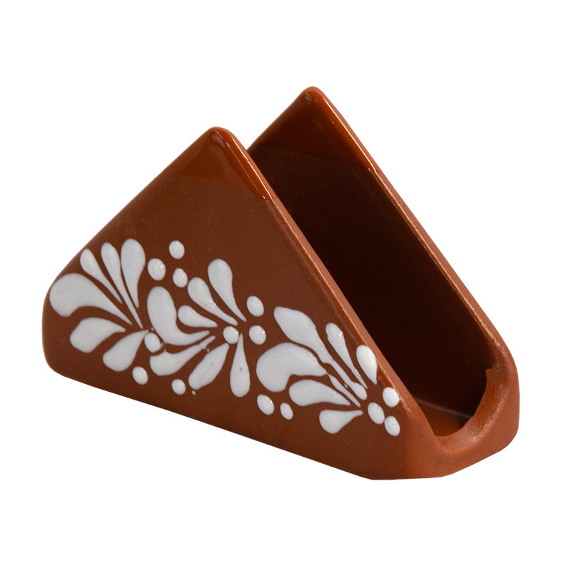 High Quality Talavera Napkin Holder - Terracott/white