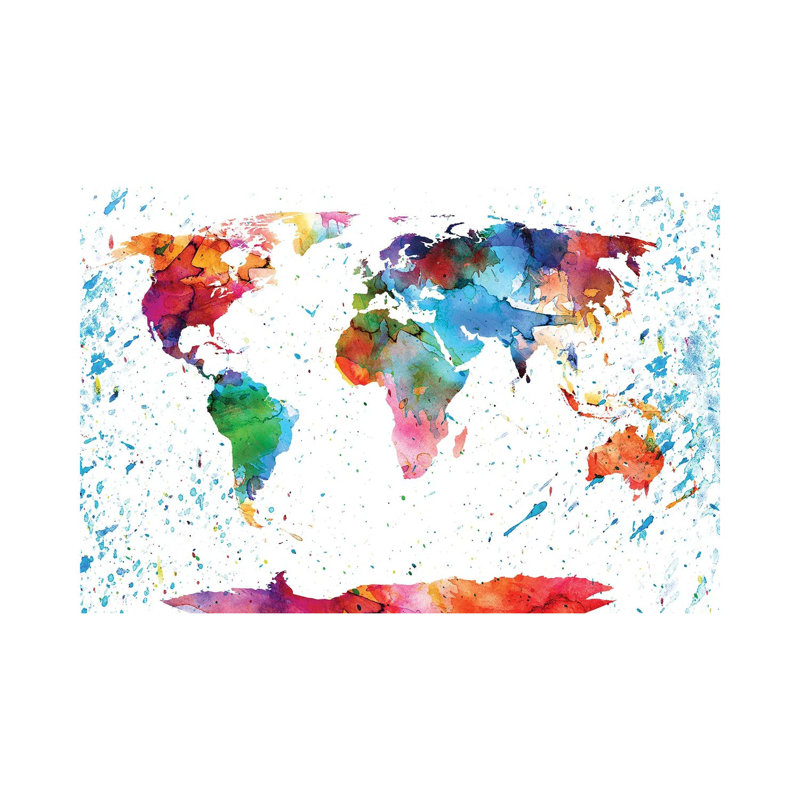 World Map Colorful by WallDecorAddict - Floater Frame Gallery-Wrapped Canvas Giclée on Canvas, 20.32 cm H x 30.48 cm W