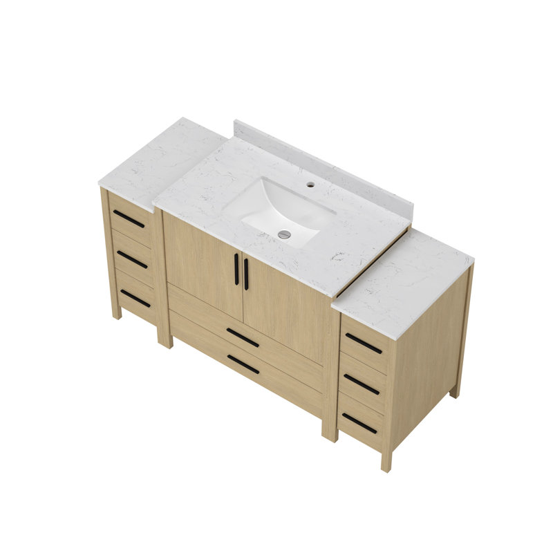 Meuble-lavabo sur pied simple 60 po x P 22 po x H 34 po avec comptoir blanc