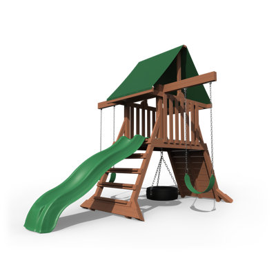 Module de jeu avec balançoire et mur d'escalade pour la cour