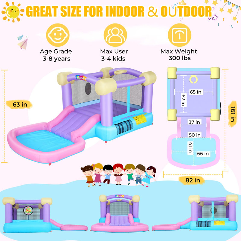 Inflatable Pink Bounce House For Kids