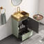 Meuble-lavabo rayé vert clair 20 po avec lavabo intégré en métal brossé doré Gada