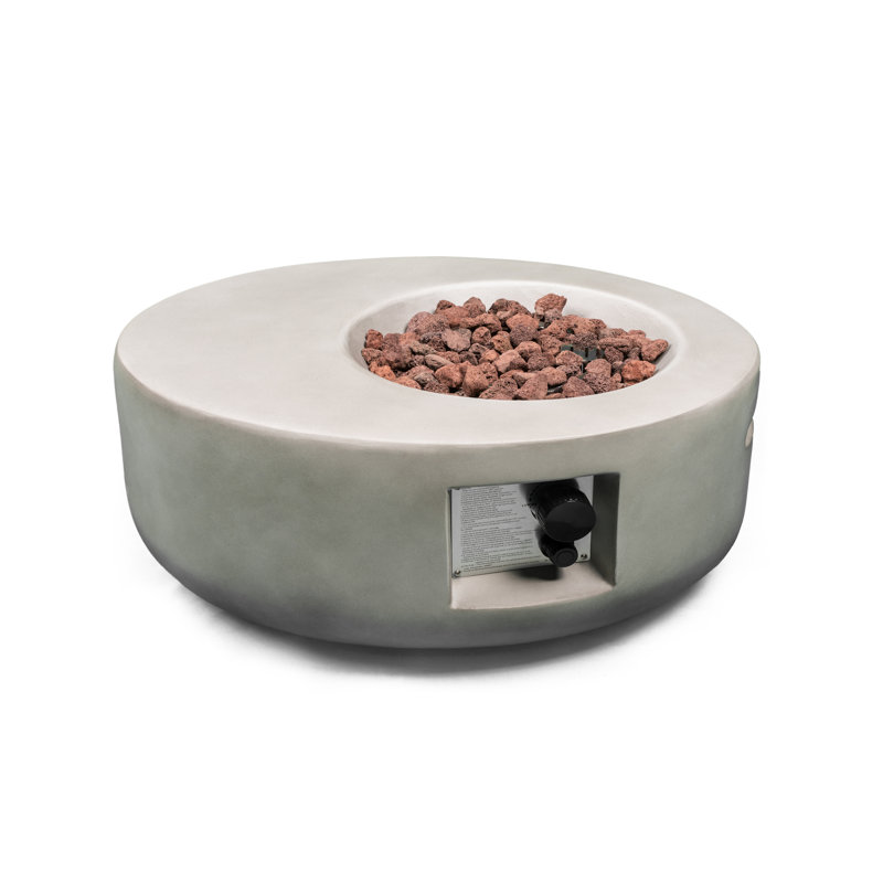 Verlie Polyresin Propane Fire Pit, Light Grey