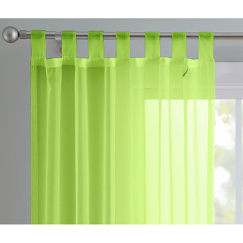 Birdsall Tab Top Sheer Single Curtain Panel, Lime, 144 W x 122 D cm