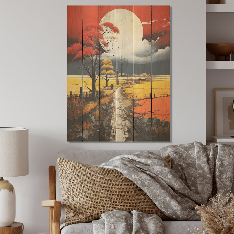 Clair de lune des prairies des Prairies - Art sur bois de pin naturel, H 20 po x l 10 po