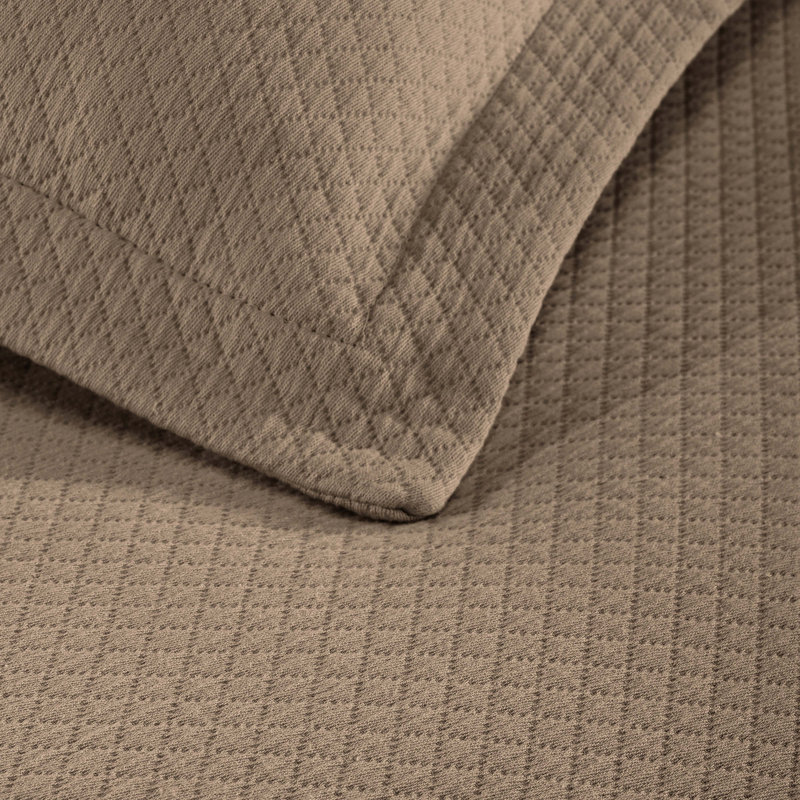 Taupe Cotton Reversible Twin Bedspread Set