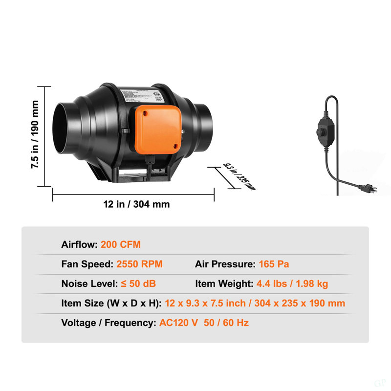 Ventilateur de conduit Inline