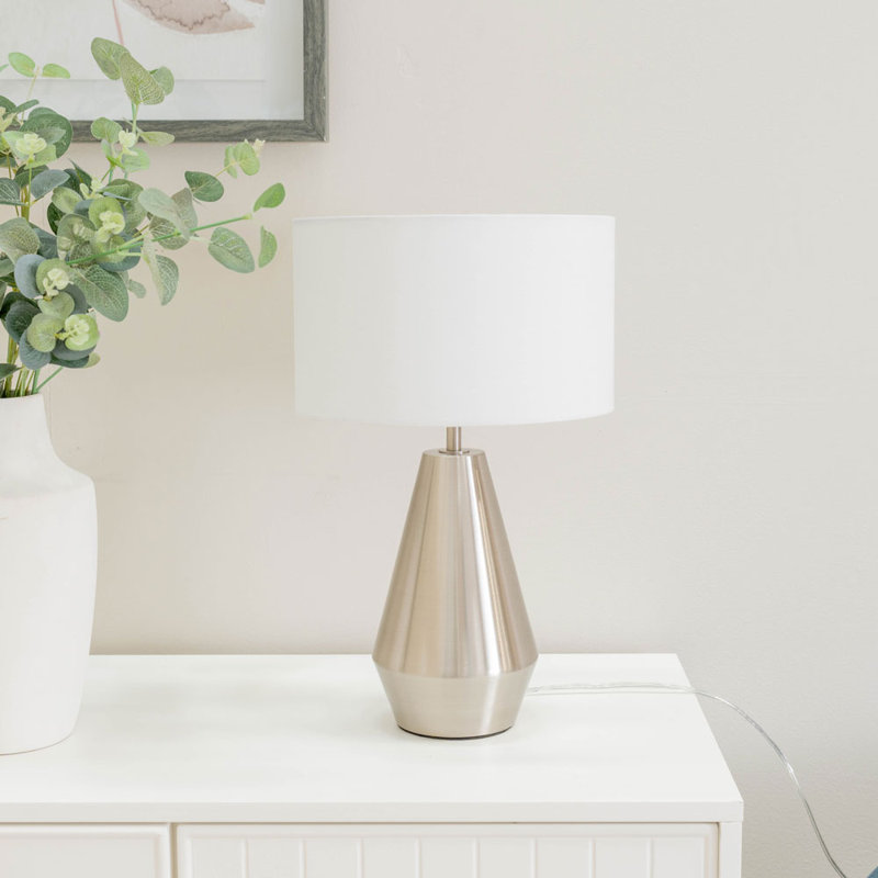 Metal Table Lamp, White, Silver, Yes