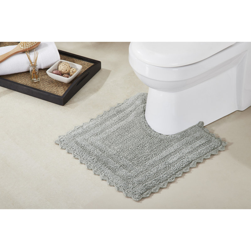 Tapis pour salle de bain en U touffeté réversible 100% coton Rasika 1990, certifié OEKO-TEX, ultra doux et absorbant, lavable à la machine pour les zones de toilette et de piédestal, 20 po x 20 po, gris
