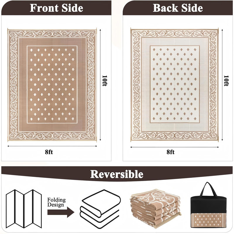 Outdoor Rug, Rectangle 8' x 10', Brown