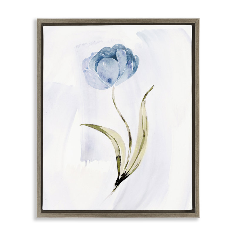 Fleur bleue simple, H 31 po x l 25 po, Cadre flottant orme Montalcino