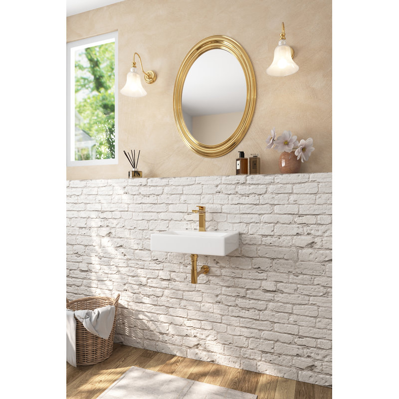 Lavabo de salle de bain mural rectangulaire en céramique 18 po x 12 po avec trou pour robinet
