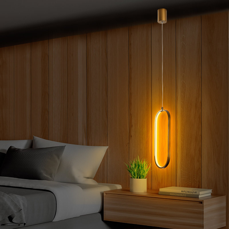 Lustre moderne doré, hauteur réglable de 23,6 à 43,3 pouces, corps en métal avec SMD DEL 16 W 3 000 K | Design élégant, plaque de base de 6,7 pouces | Parfait pour les décors glamour et les espaces de vie contemporains
