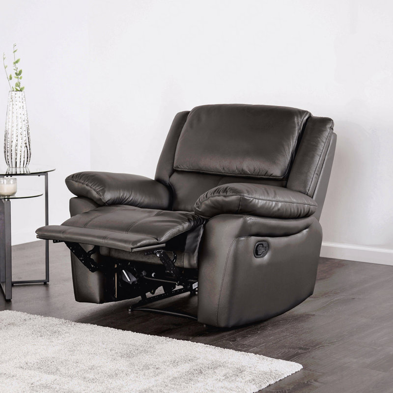 Black Transitional Manual Recliner - Pillow Arms, Welt Trim