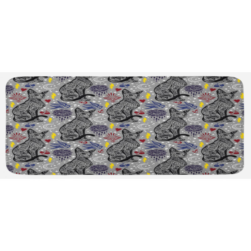 Tapis de cuisine rétro multicolore