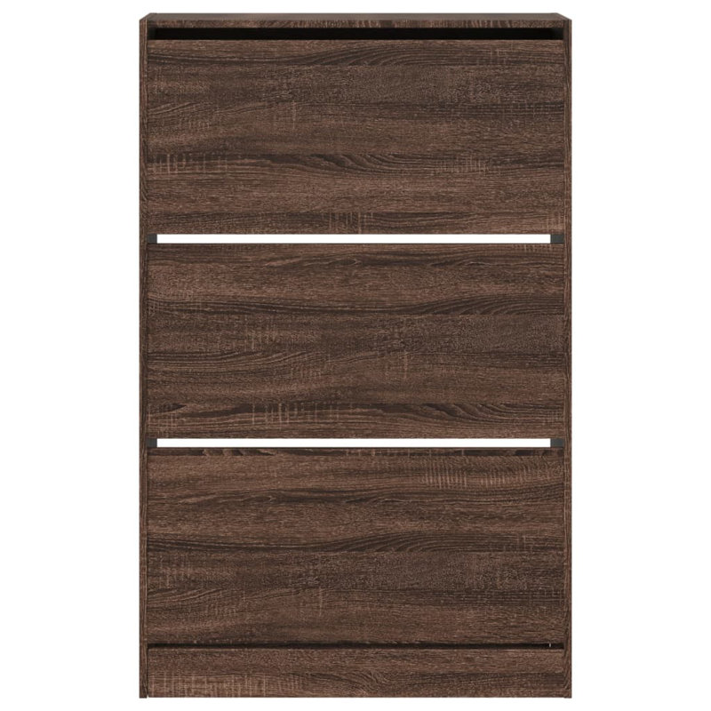 6 Pair Shoe Storage Cabinet, Brown Oak