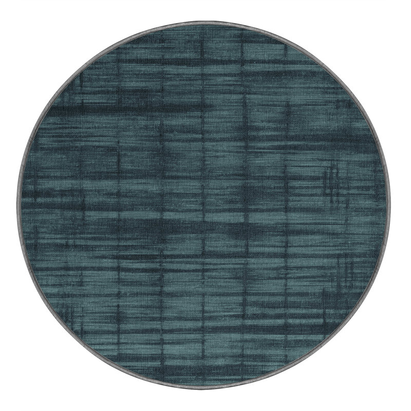 Tapis abstrait vert lavable à la machine, Rond 4 pi