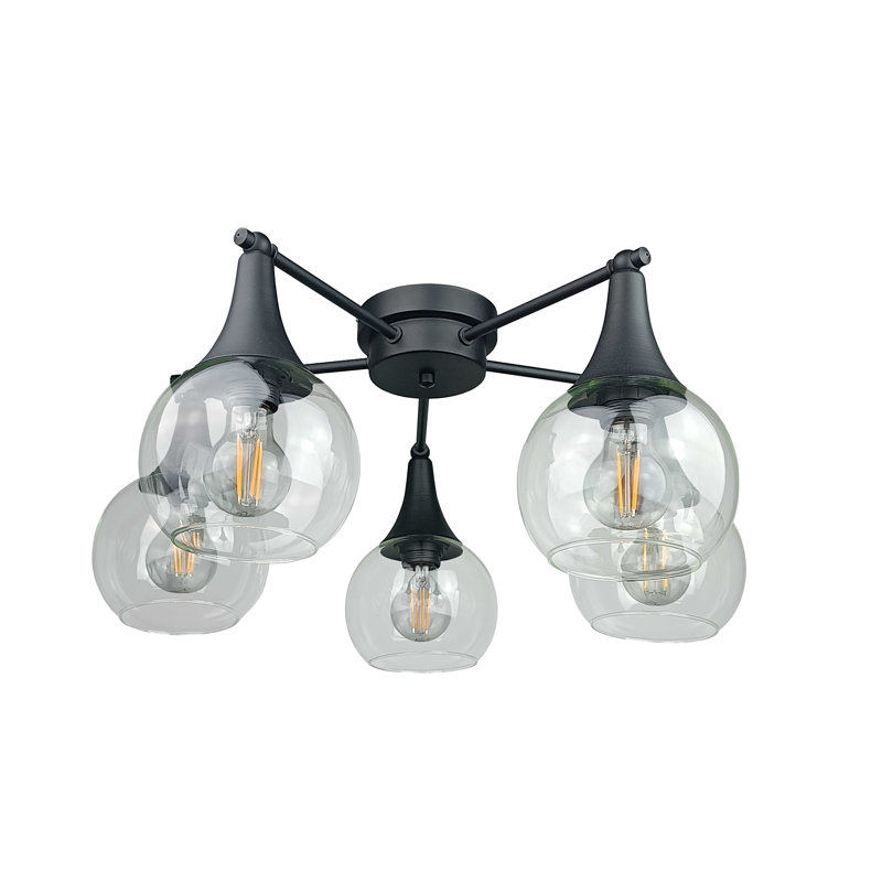 Brinsley Glass Semi Flush Mount, Grey