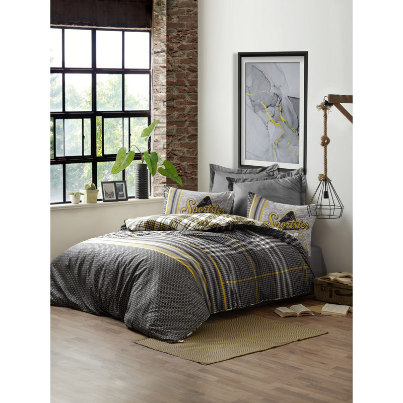 Ensemble de housse de couette 100% coton Chantsong, Housse de couette 61 po x 87 po + 1 taie d'oreille