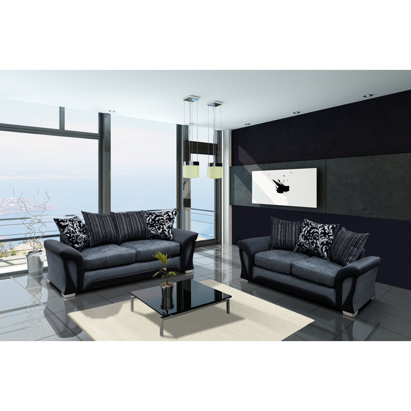 Bracamonte 2 - Piece Living Room Set, Black/Grey