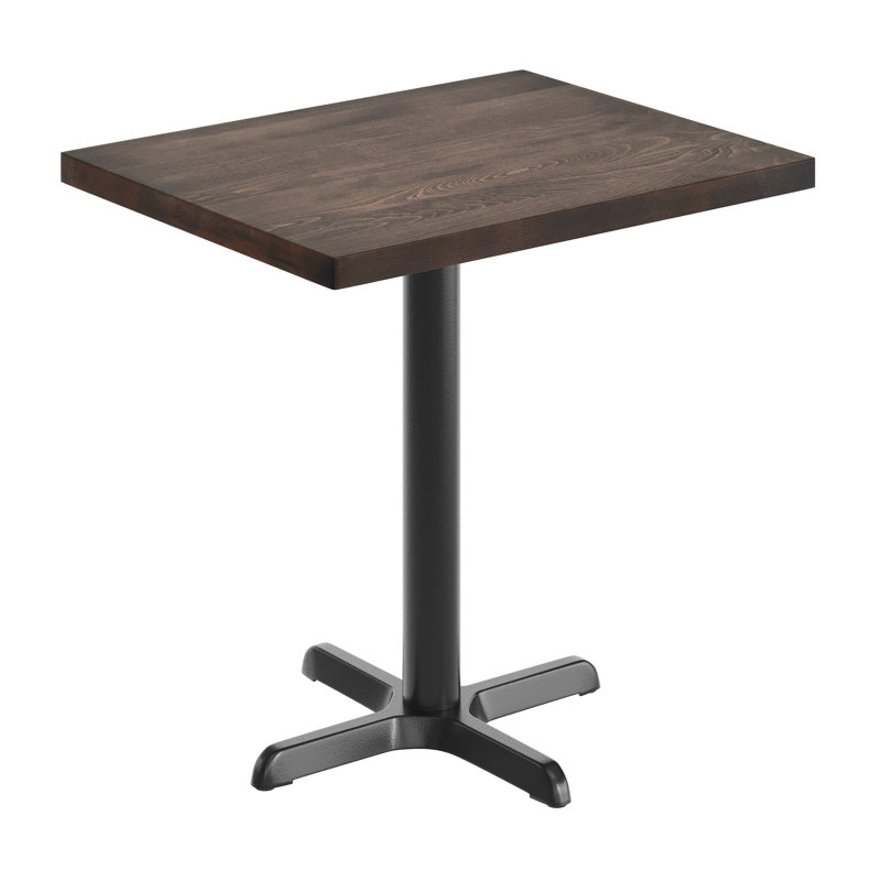 Plateau de table rectangulaire en bois massif avec base en X, Bois brun foncé, H 29,5 po x L 30 po x l 24 po, Noir