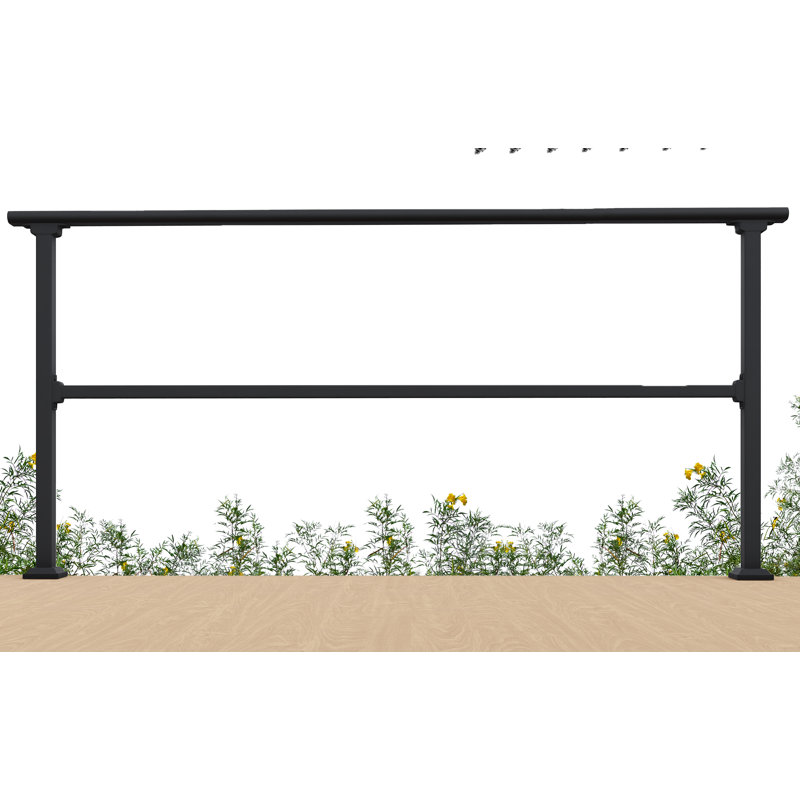 Black Metal Horizontal Deck Railing for Porch and Stairs