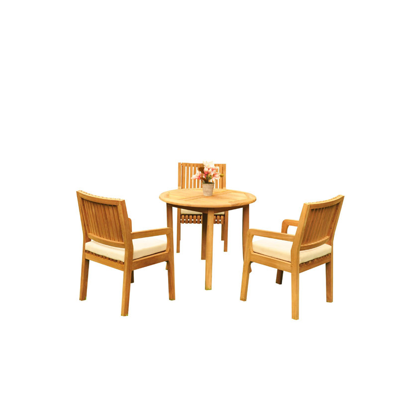 Maldives Outdoor 4 - Piece Teak Dining Set, 3