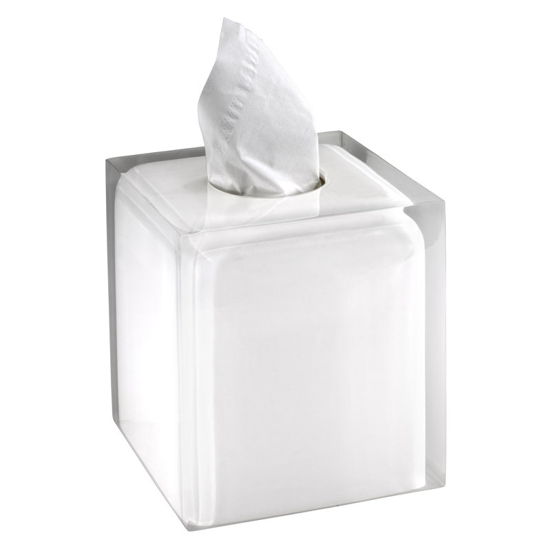 Iz Marina Blue Bath Tissue Box Cover, White