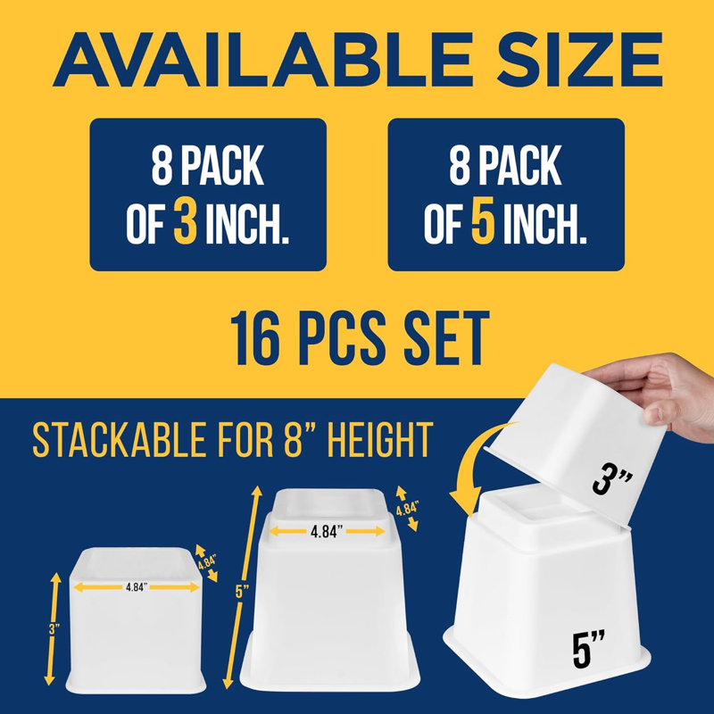 5.5'' Bed Risers, White