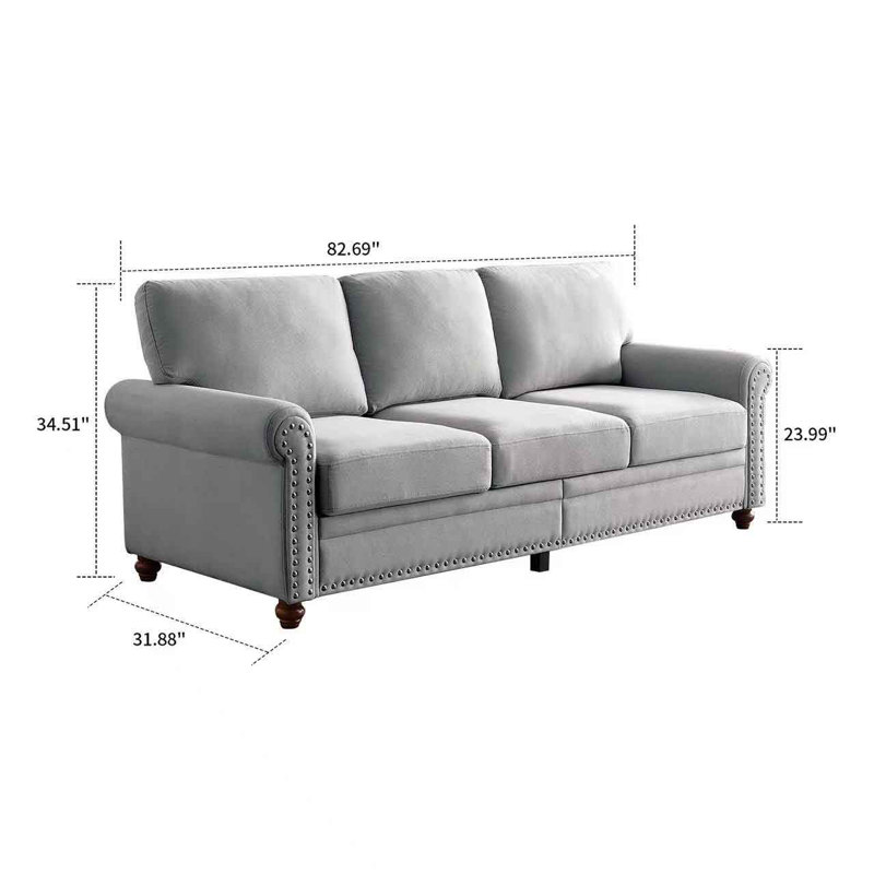 Annwyl Upholstered 82.69'' Sofa,  Gray 100% Polyester